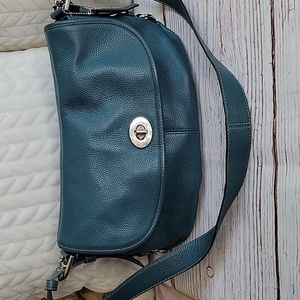 COACH Teal Leather Medium Sized Turn Lock Bag